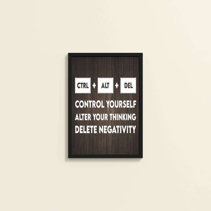 Wall View of Code Your Mind – Control, Alter, Delete Wall Frame in Black Color Frame