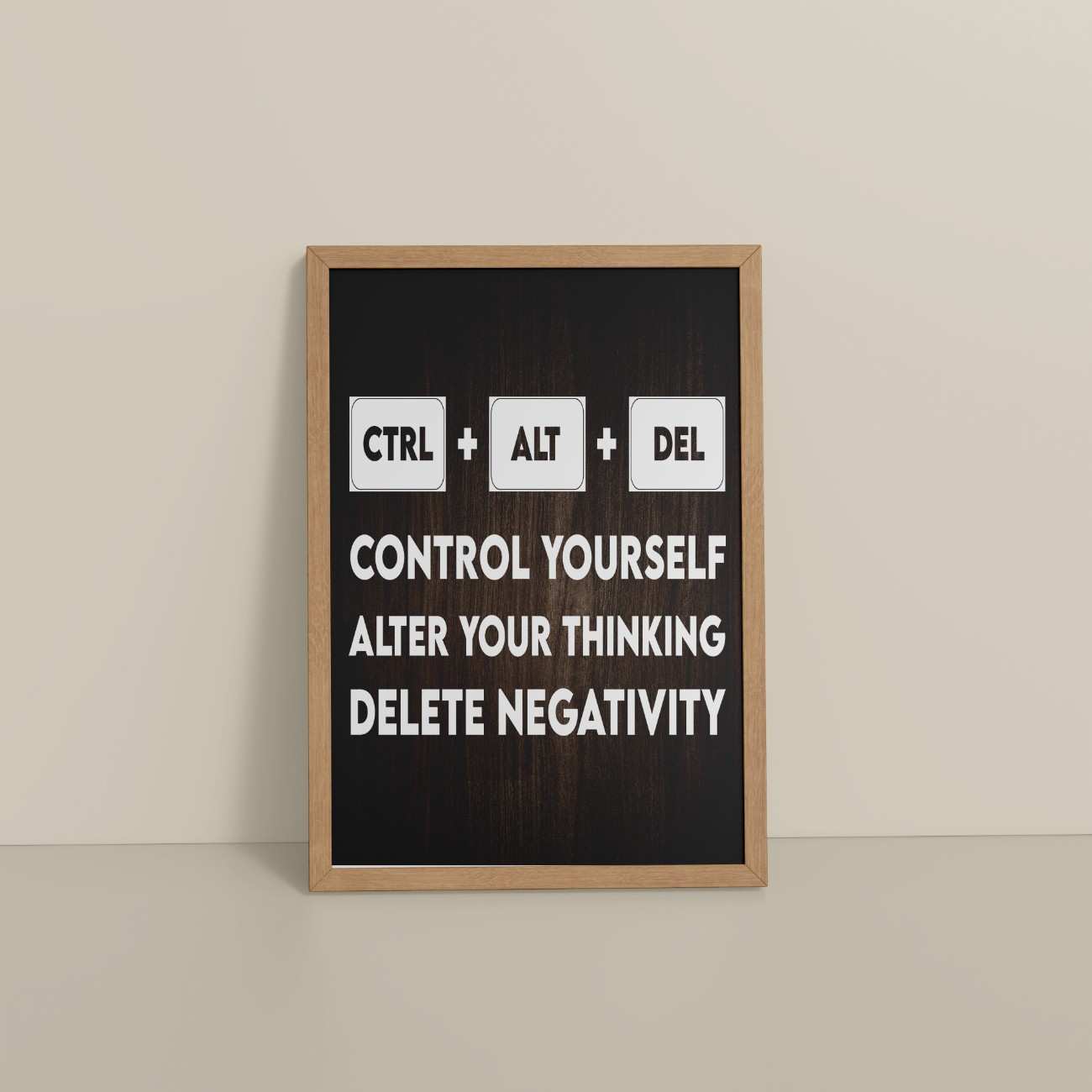 Floor View of Code Your Mind – Control, Alter, Delete Wall Frame in Natrual Color Frame