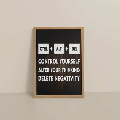 Floor View of Code Your Mind – Control, Alter, Delete Wall Frame in Natrual Color Frame