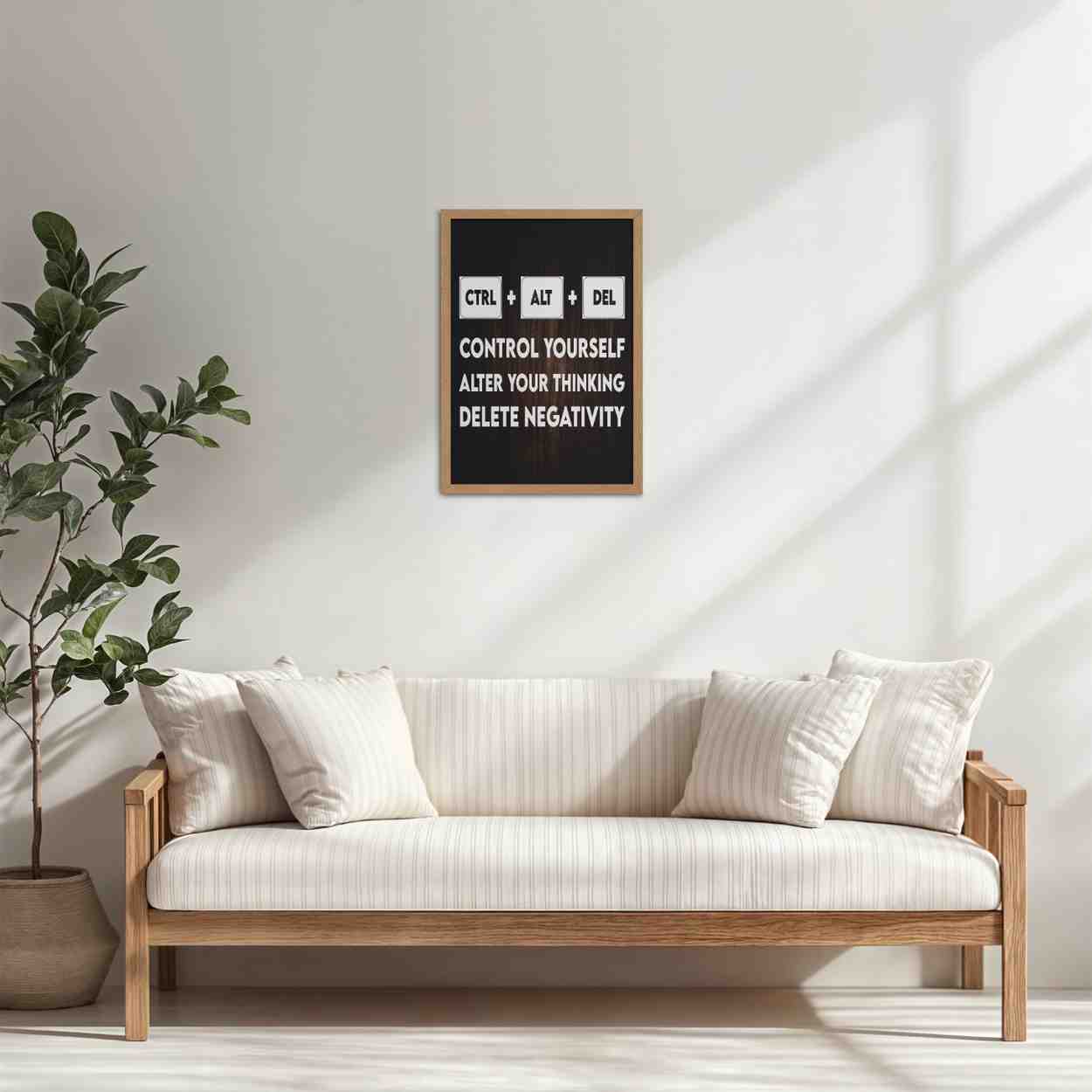 Living Room Cabinet Table Preview of Code Your Mind – Control, Alter, Delete Wall Frame in Natrual Color Frame