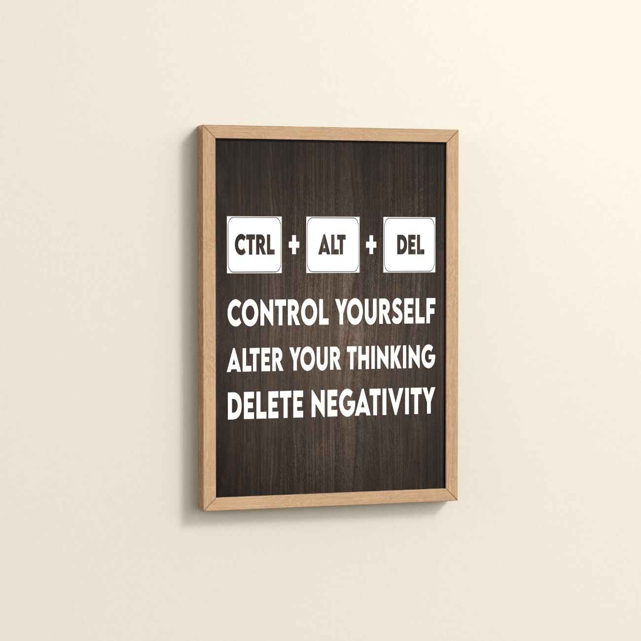 Side View of Code Your Mind – Control, Alter, Delete Wall Frame in Natrual Color Frame
