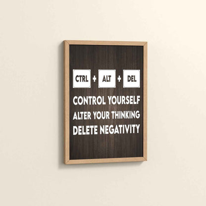 Side View of Code Your Mind – Control, Alter, Delete Wall Frame in Natrual Color Frame