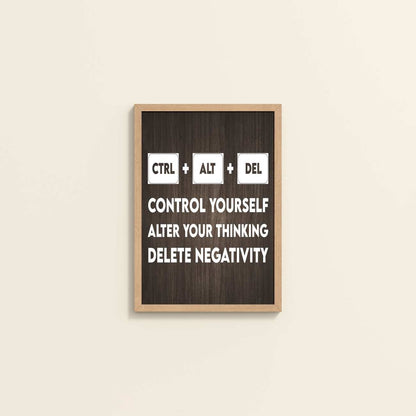 Wall View of Code Your Mind – Control, Alter, Delete Wall Frame in Natrual Color Frame