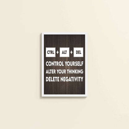 Wall View of Code Your Mind – Control, Alter, Delete Wall Frame in White Color Frame