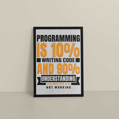Floor View of Programming is 10% – Writing Code is 90% Wall Frame in Black Color Frame