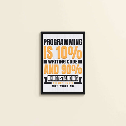 Wall View of Programming is 10% – Writing Code is 90% Wall Frame in Black Color Frame
