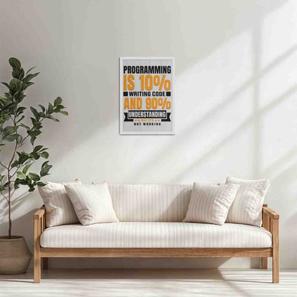 Living Room Cabinet Table Preview of Programming is 10% – Writing Code is 90% Wall Frame in White Color Frame