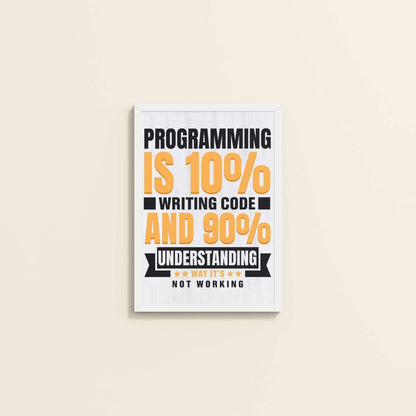 Wall View of Programming is 10% – Writing Code is 90% Wall Frame in White Color Frame
