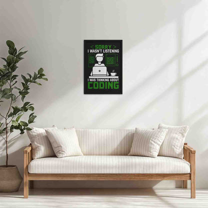 Living Room Cabinet Table Preview of Coder Thinks Only Not Listening – Wall Frame in Black Color Frame