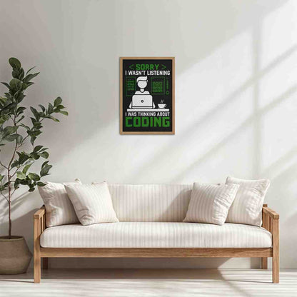Living Room Cabinet Table Preview of Coder Thinks Only Not Listening – Wall Frame in Natrual Color Frame