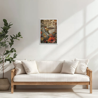 Living Room Cabinet Table Preview of Nature’s Beauty – Hummingbird & Floral Wall Decor in White Color Frame