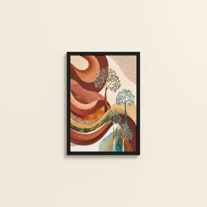 Wall View of Flourish in Color – Contemporary Tree Wall Art in Black Color Frame