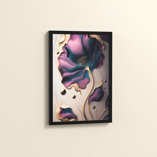 Side View of Gilded Bloom – Modern Abstract Flower Art Frame in Black Color Frame