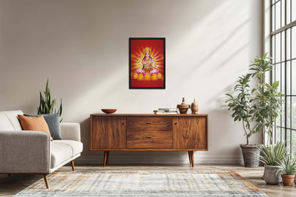 Living Room Sofa Preview of Divine Lakshmi – Symbol of Wealth & Prosperity Wall Frame in Black Color Frame