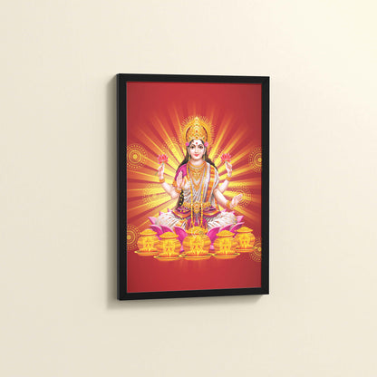 Side View of Divine Lakshmi – Symbol of Wealth & Prosperity Wall Frame in Black Color Frame