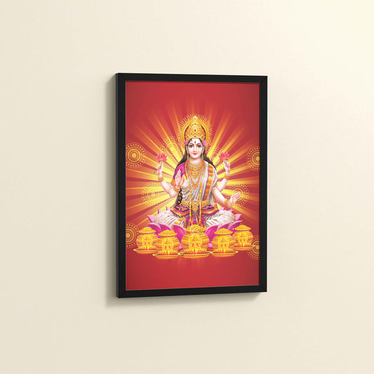 Side View of Divine Lakshmi – Symbol of Wealth & Prosperity Wall Frame in Black Color Frame