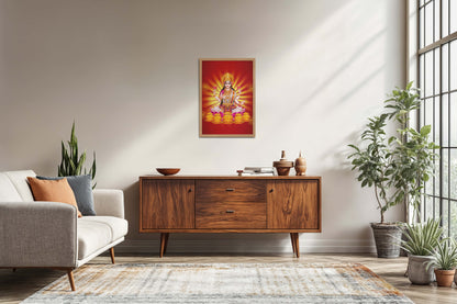 Living Room Sofa Preview of Divine Lakshmi – Symbol of Wealth & Prosperity Wall Frame in Natrual Color Frame