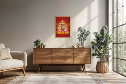 Living Room Cabinet Preview of Divine Lakshmi – Symbol of Wealth & Prosperity Wall Frame in Natrual Color Frame