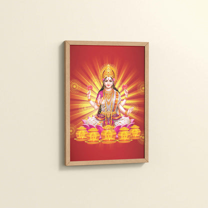 Side View of Divine Lakshmi – Symbol of Wealth & Prosperity Wall Frame in Natrual Color Frame