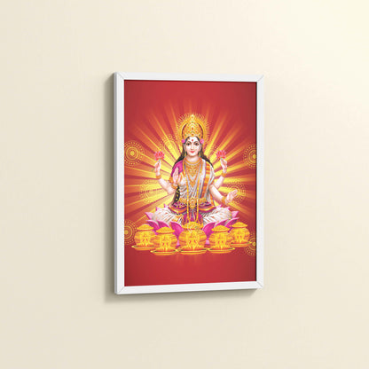 Side View of Divine Lakshmi – Symbol of Wealth & Prosperity Wall Frame in White Color Frame