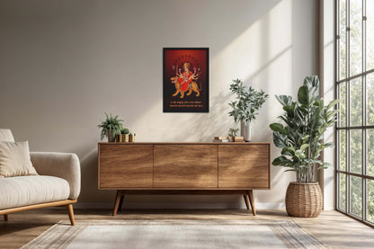 Living Room Cabinet Preview of Shakti Amba – Sacred Wall Art for Protection & Power in Black Color Frame