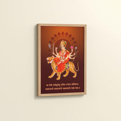 Side View of Shakti Amba – Sacred Wall Art for Protection & Power in Natrual Color Frame