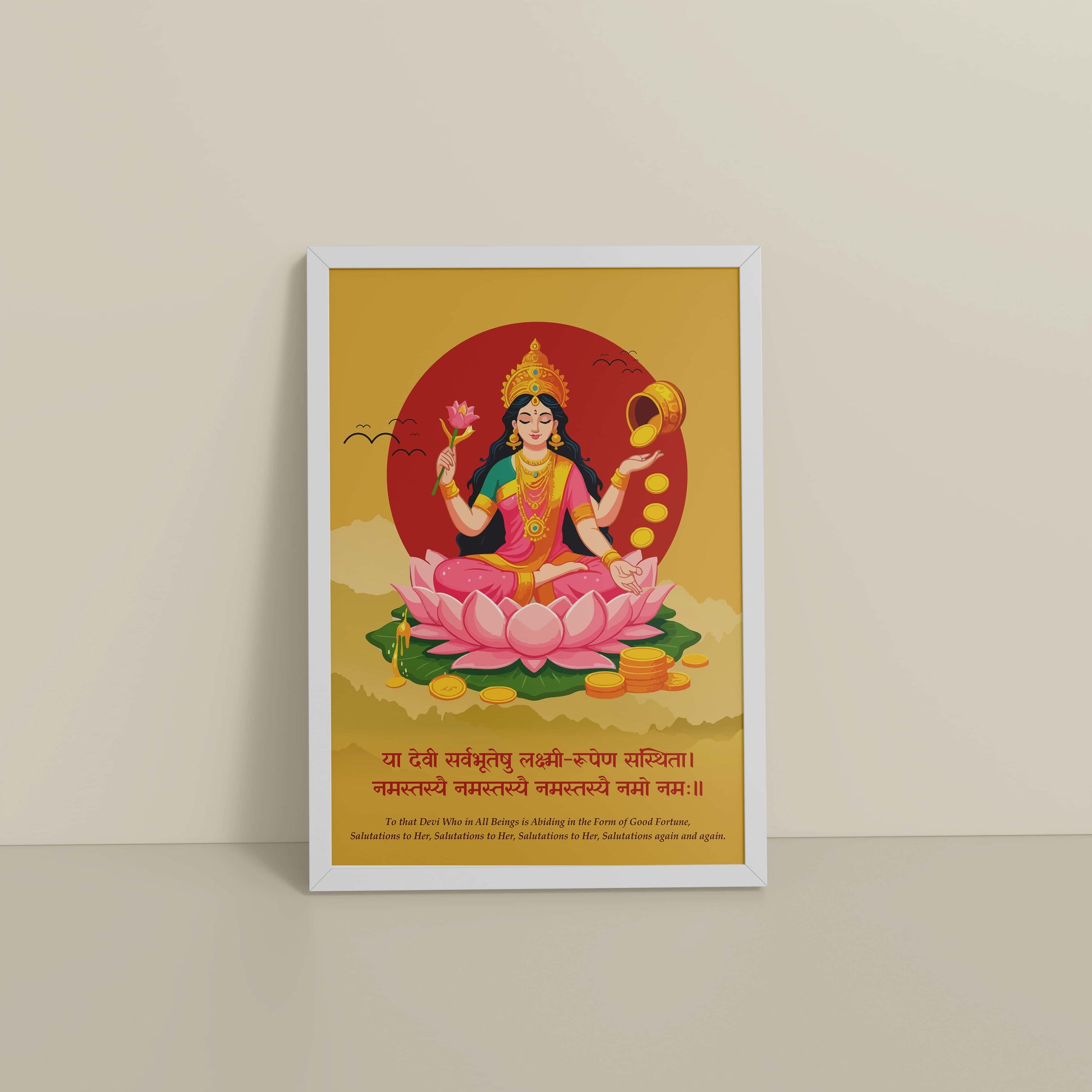 Floor View of Hare Krishna Vibes – Bal Krishna Spiritual Wall Art & Decor in White Color Frame