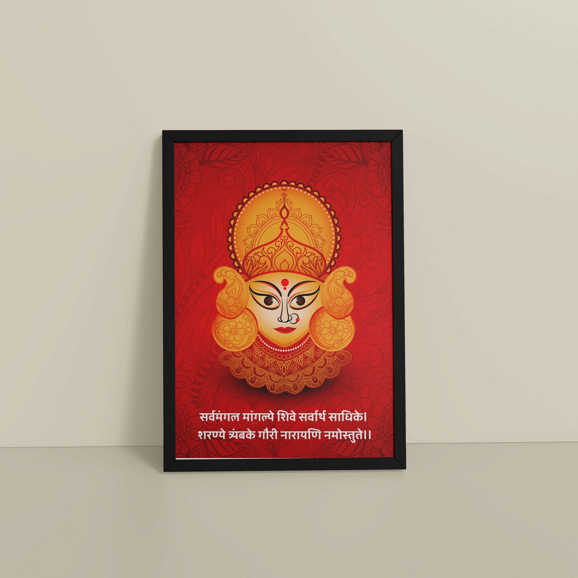 Floor View of Hare Krishna Vibes – Bal Krishna Spiritual Wall Art & Decor in Black Color Frame