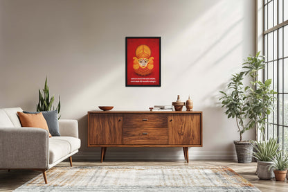 Living Room Sofa Preview of Hare Krishna Vibes – Bal Krishna Spiritual Wall Art & Decor in Black Color Frame