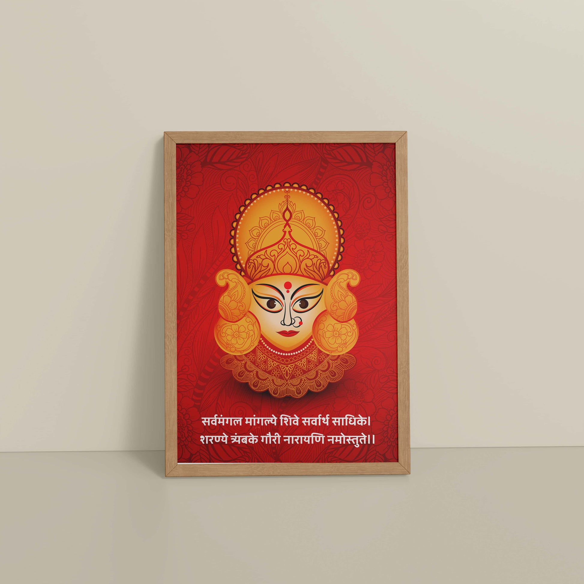 Floor View of Hare Krishna Vibes – Bal Krishna Spiritual Wall Art & Decor in Natrual Color Frame