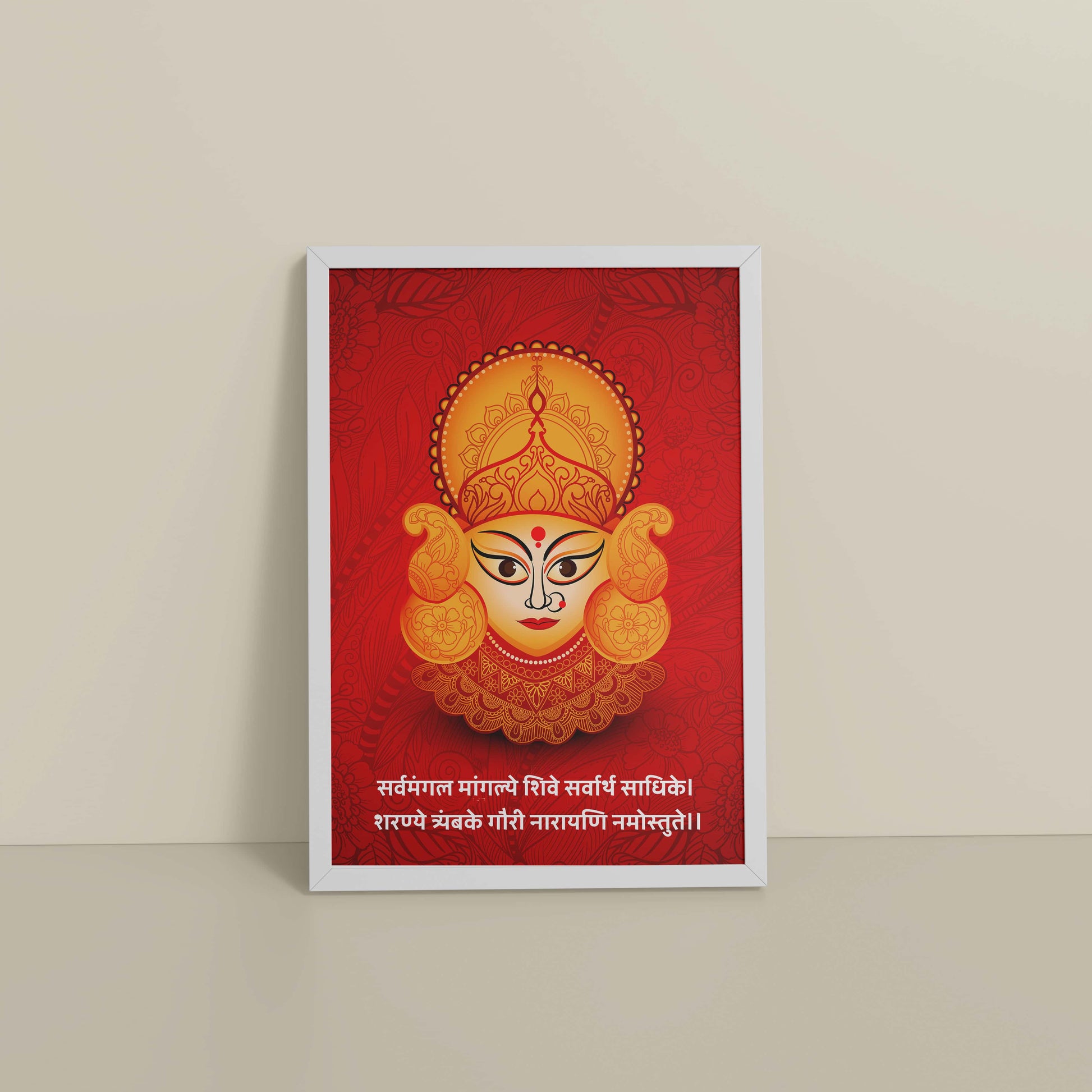 Floor View of Hare Krishna Vibes – Bal Krishna Spiritual Wall Art & Decor in White Color Frame