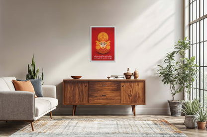 Living Room Sofa Preview of Hare Krishna Vibes – Bal Krishna Spiritual Wall Art & Decor in White Color Frame