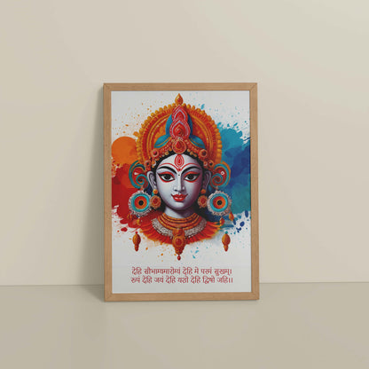Floor View of Sacred Prosperity – Mahalakshmi Mantra Wall Frame in Natrual Color Frame