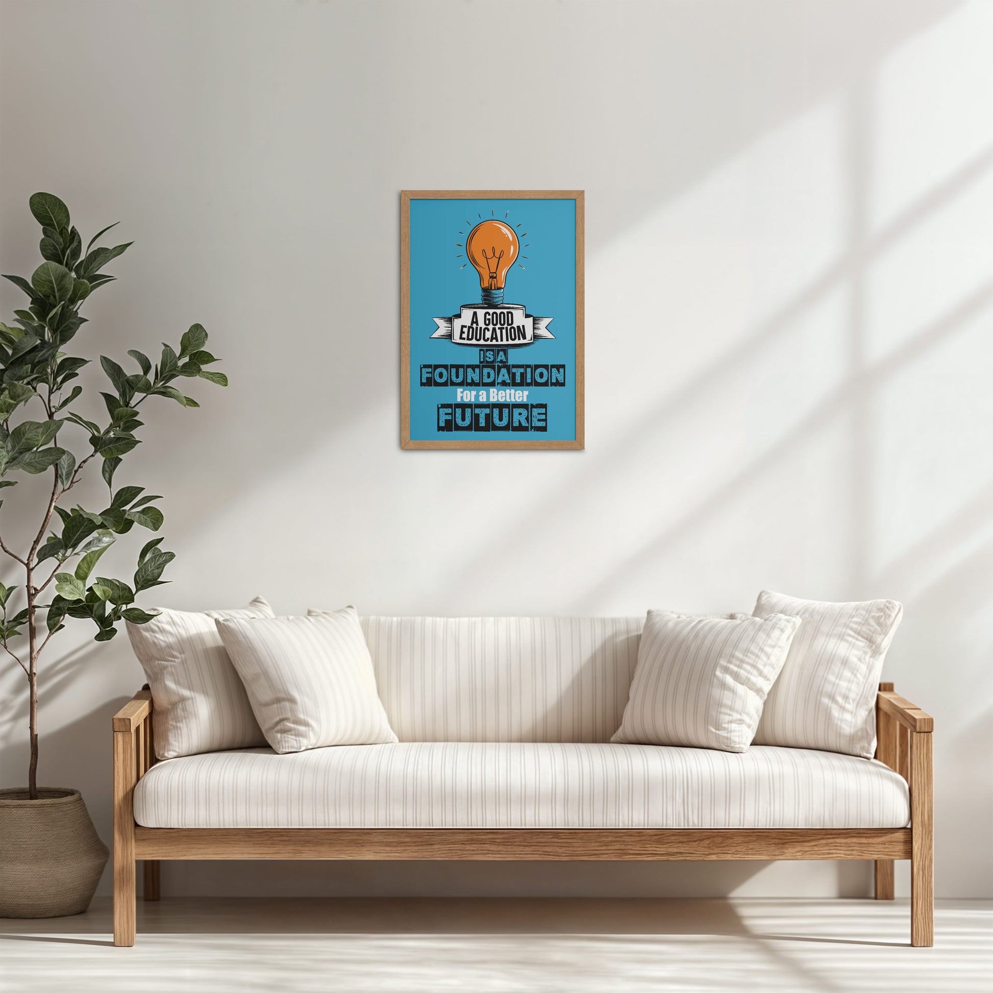 Living Room Cabinet Table Preview of Foundation for the Future – Educational Motivational Frame in Natrual Color Frame