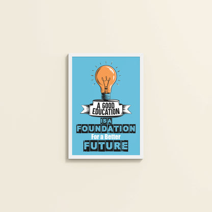 Wall View of Foundation for the Future – Educational Motivational Frame in White Color Frame