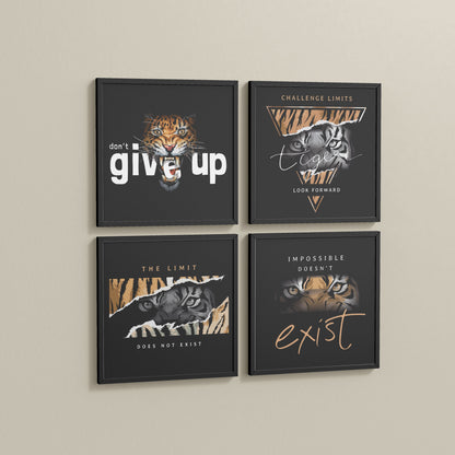 Side View of No Limits – Motivational Quote Set of 4 Frames in Black Color Frame