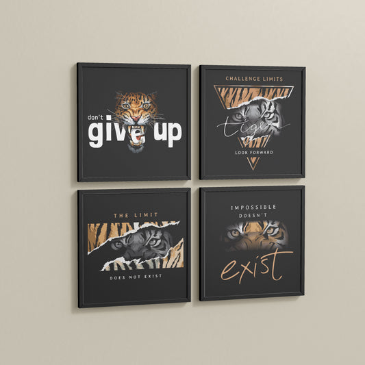 Side View of No Limits – Motivational Quote Set of 4 Frames in Black Color Frame