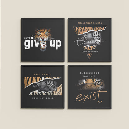 Wall View of No Limits – Motivational Quote Set of 4 Frames in Black Color Frame