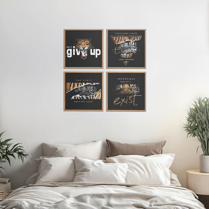 Bed Room Preview of No Limits – Motivational Quote Set of 4 Frames in Natrual Color Frame