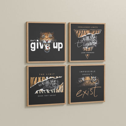 Side View of No Limits – Motivational Quote Set of 4 Frames in Natrual Color Frame
