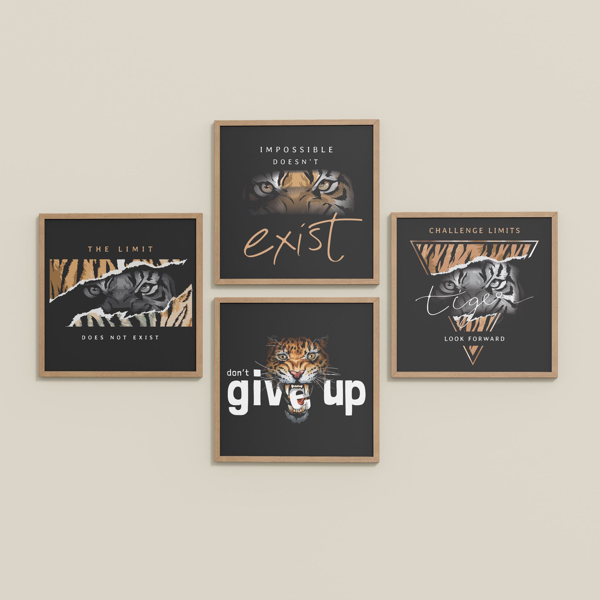 Inclined Floor View of No Limits – Motivational Quote Set of 4 Frames in Natrual Color Frame