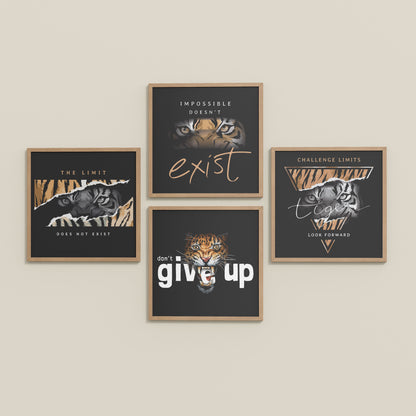Inclined Floor View of No Limits – Motivational Quote Set of 4 Frames in Natrual Color Frame