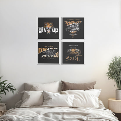 Bed Room Preview of No Limits – Motivational Quote Set of 4 Frames in White Color Frame