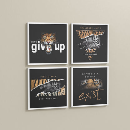 Side View of No Limits – Motivational Quote Set of 4 Frames in White Color Frame
