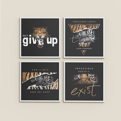 Wall View of No Limits – Motivational Quote Set of 4 Frames in White Color Frame