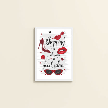 Wall View of Shopaholic Mood – Fashion Wall Art Frame in White Color Frame