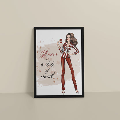 Floor View of Glamour is a State of Mind – Fashion Wall Frame in Black Color Frame