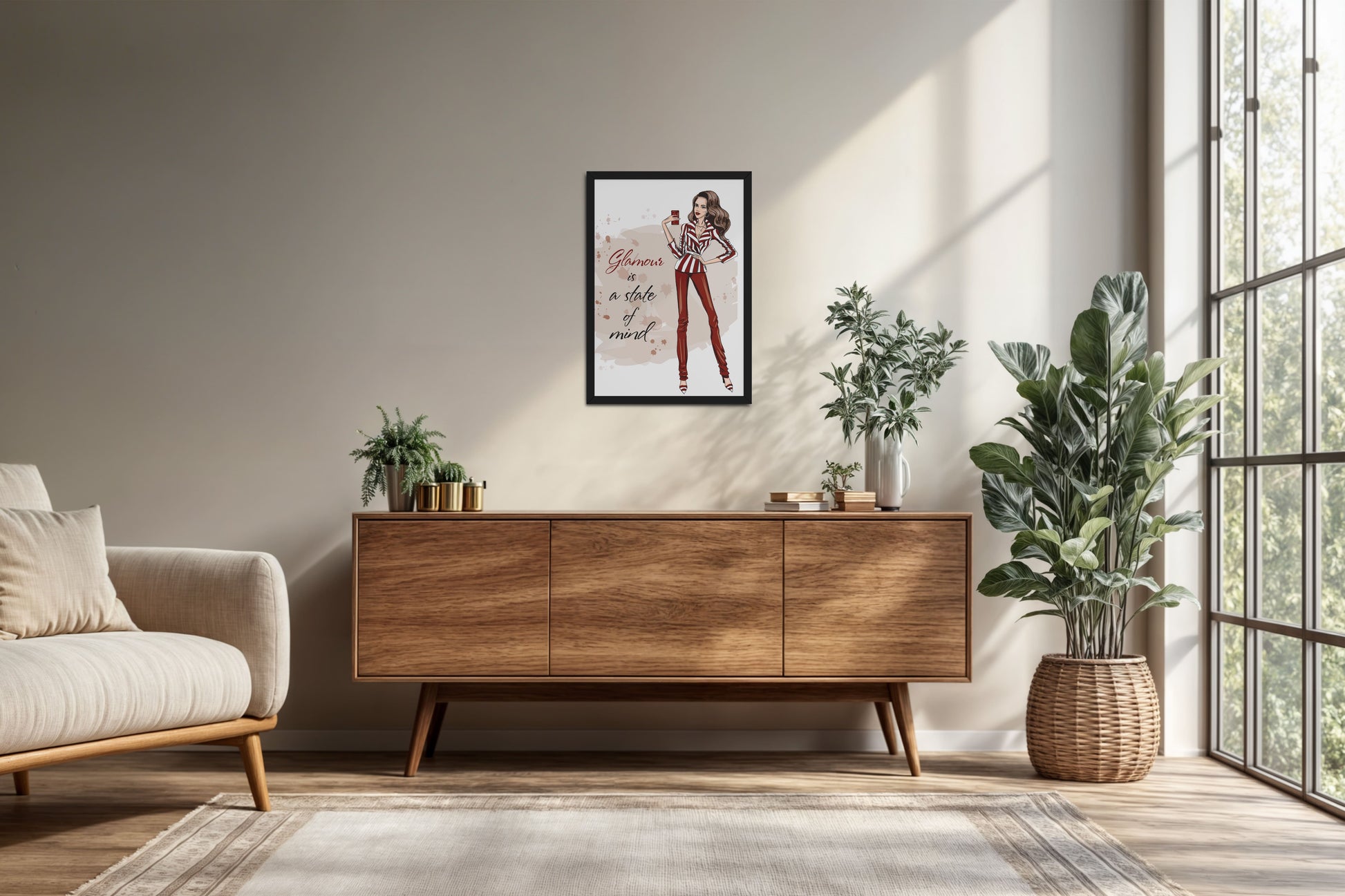Living Room Cabinet Preview of Glamour is a State of Mind – Fashion Wall Frame in Black Color Frame
