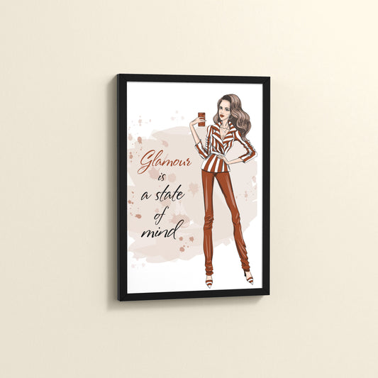 Side View of Glamour is a State of Mind – Fashion Wall Frame in Black Color Frame