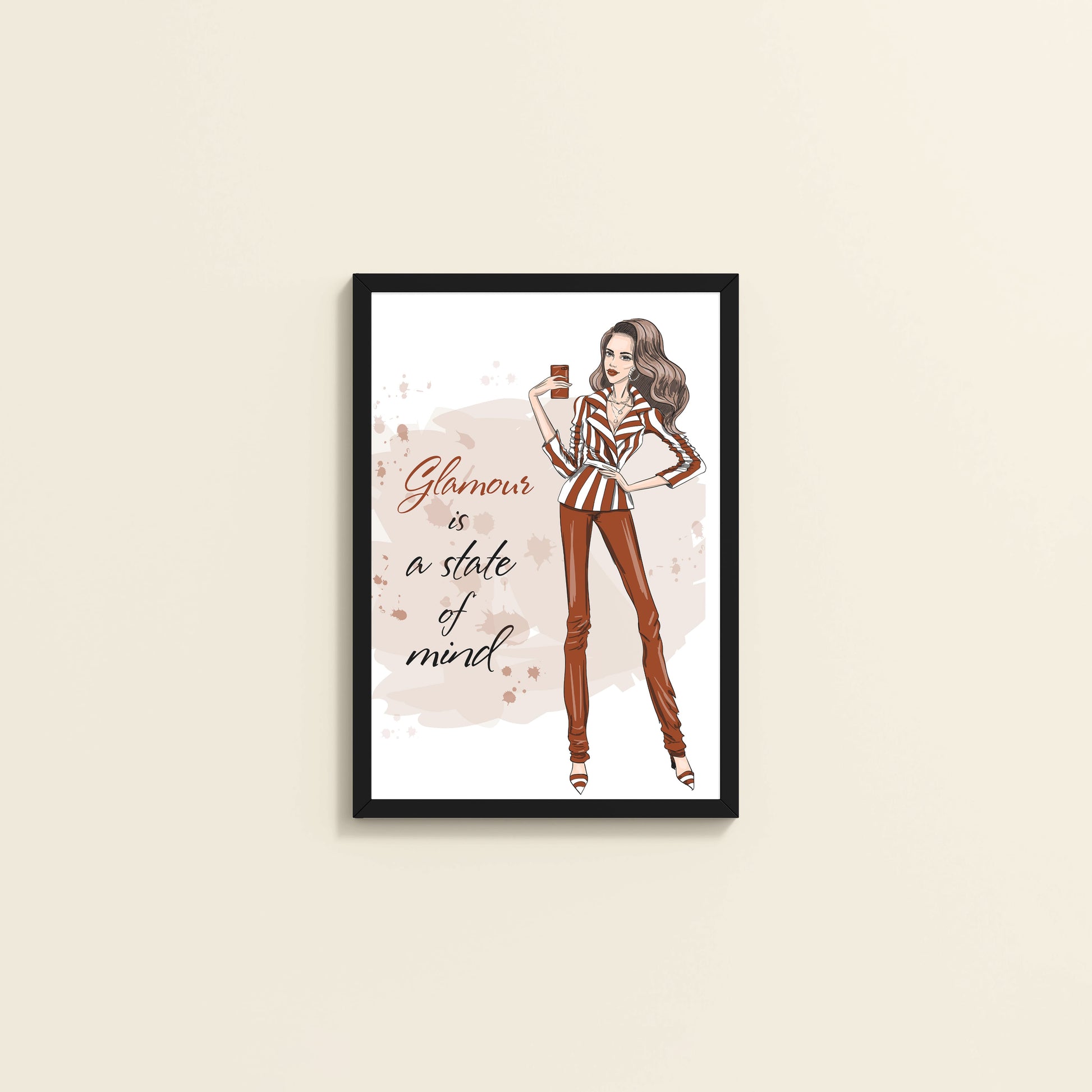 Wall View of Glamour is a State of Mind – Fashion Wall Frame in Black Color Frame